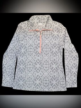 Columbia Glacial III Womens M Gray Geometric Half Zip Fleece Pullover Coral